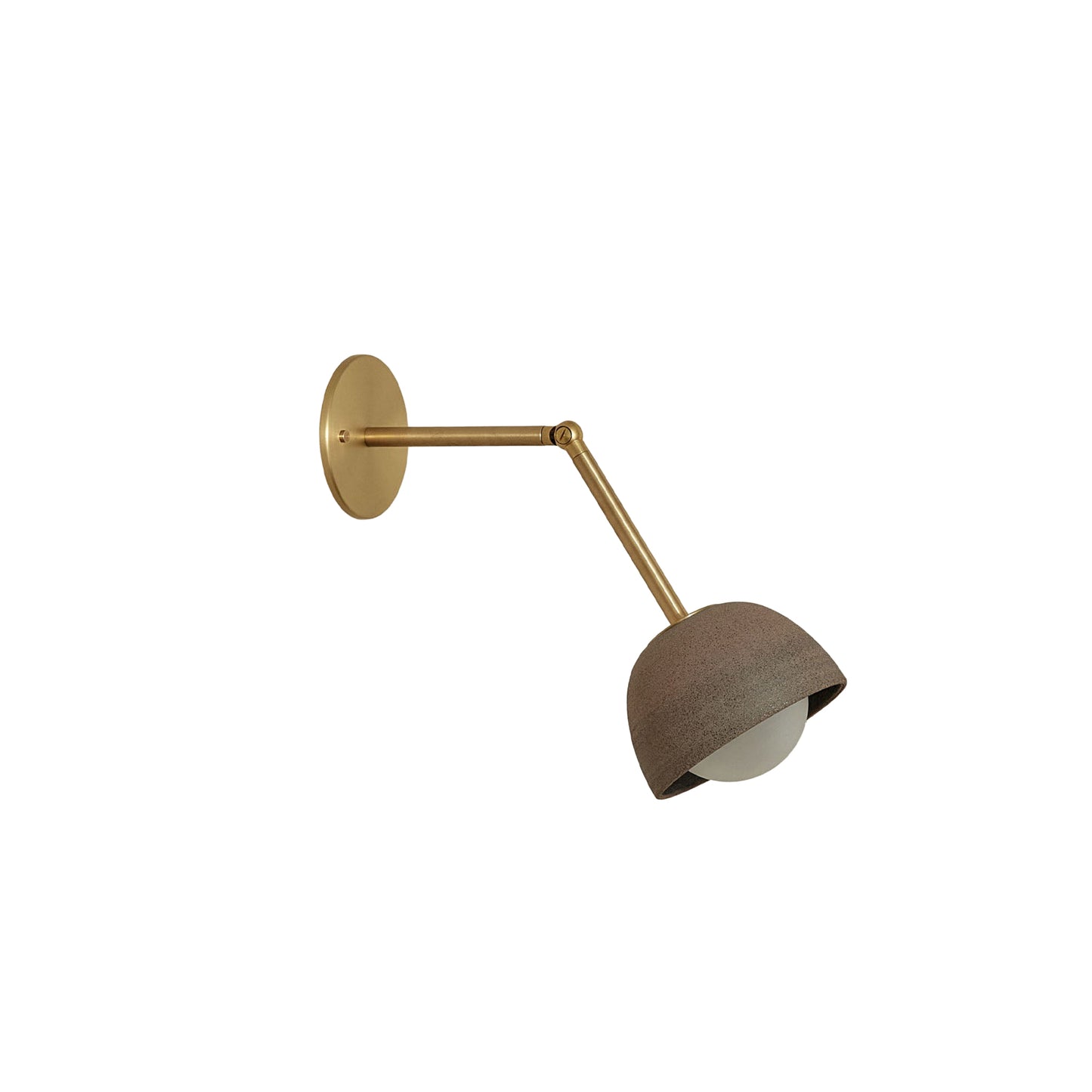 Marz Designs Terra 0 Long Wall Light articulating sconce in Clay ceramic and Brass hardware.
