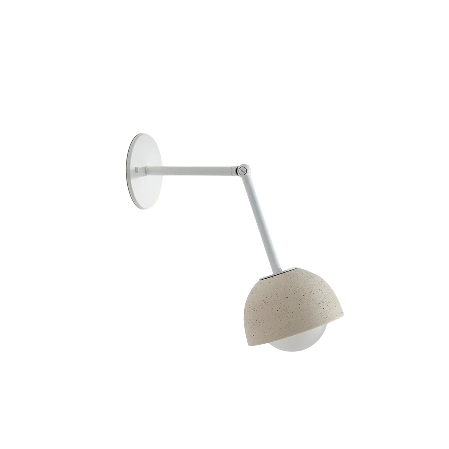 Marz Designs Terra 0 Long Wall Light articulating sconce in Vanilla ceramic and White hardware.